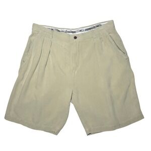 Tommy Bahama Tropical Silk Shorts Tan Pleated Herringbone Relax Mens Size 36